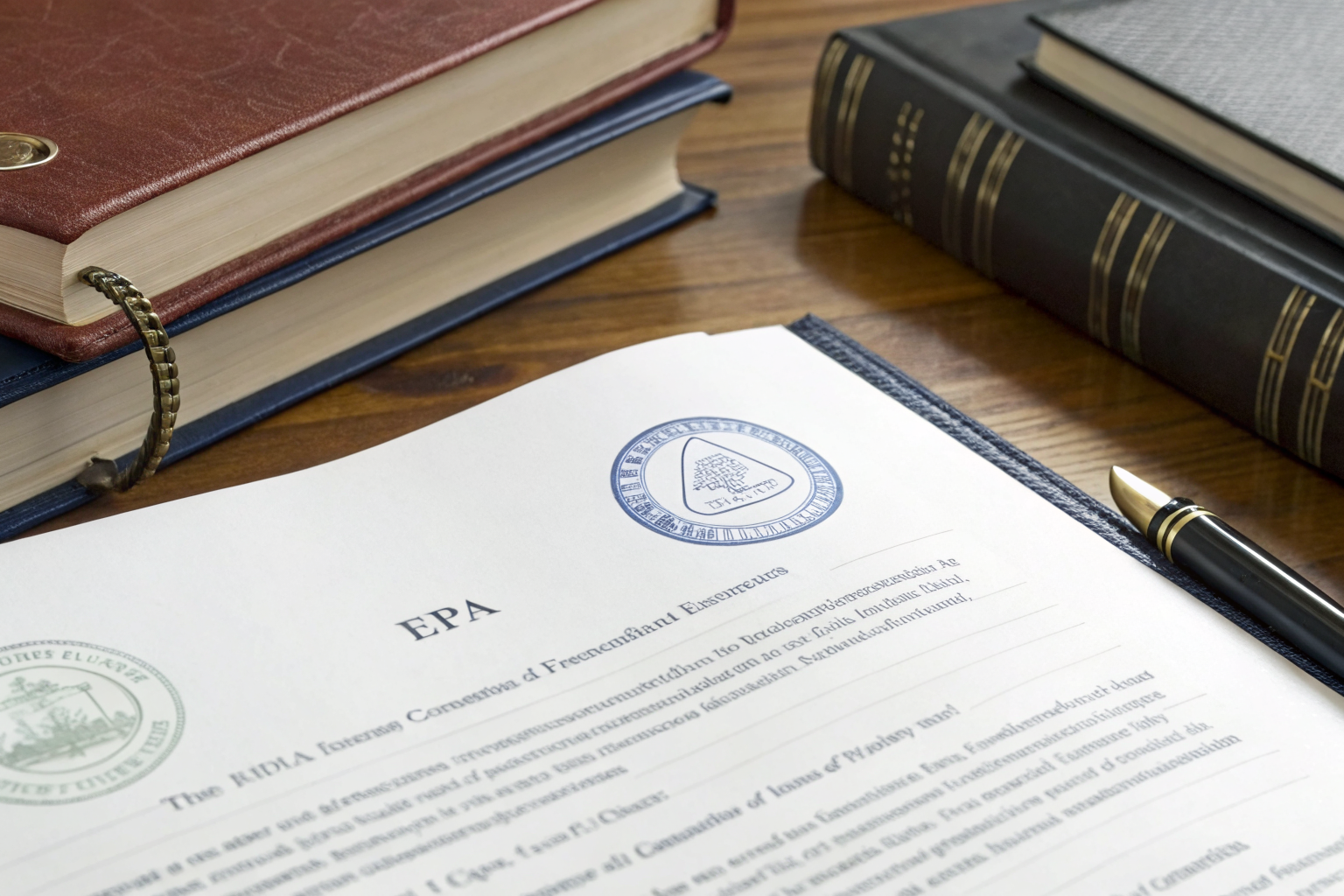 Waste manifest document with compliance stamps on a desk.