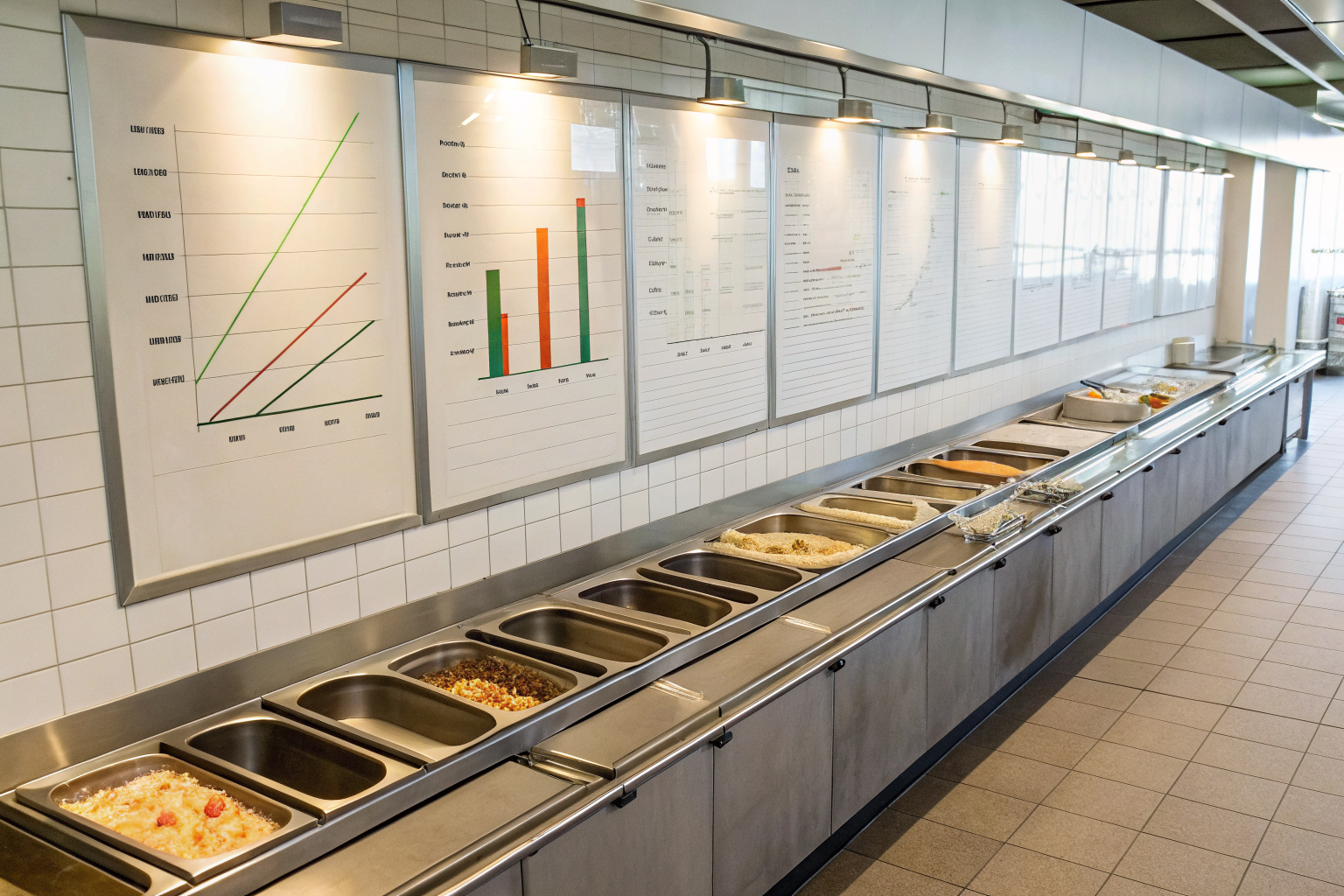 Grease traps with GPM range charts in bright lighting.