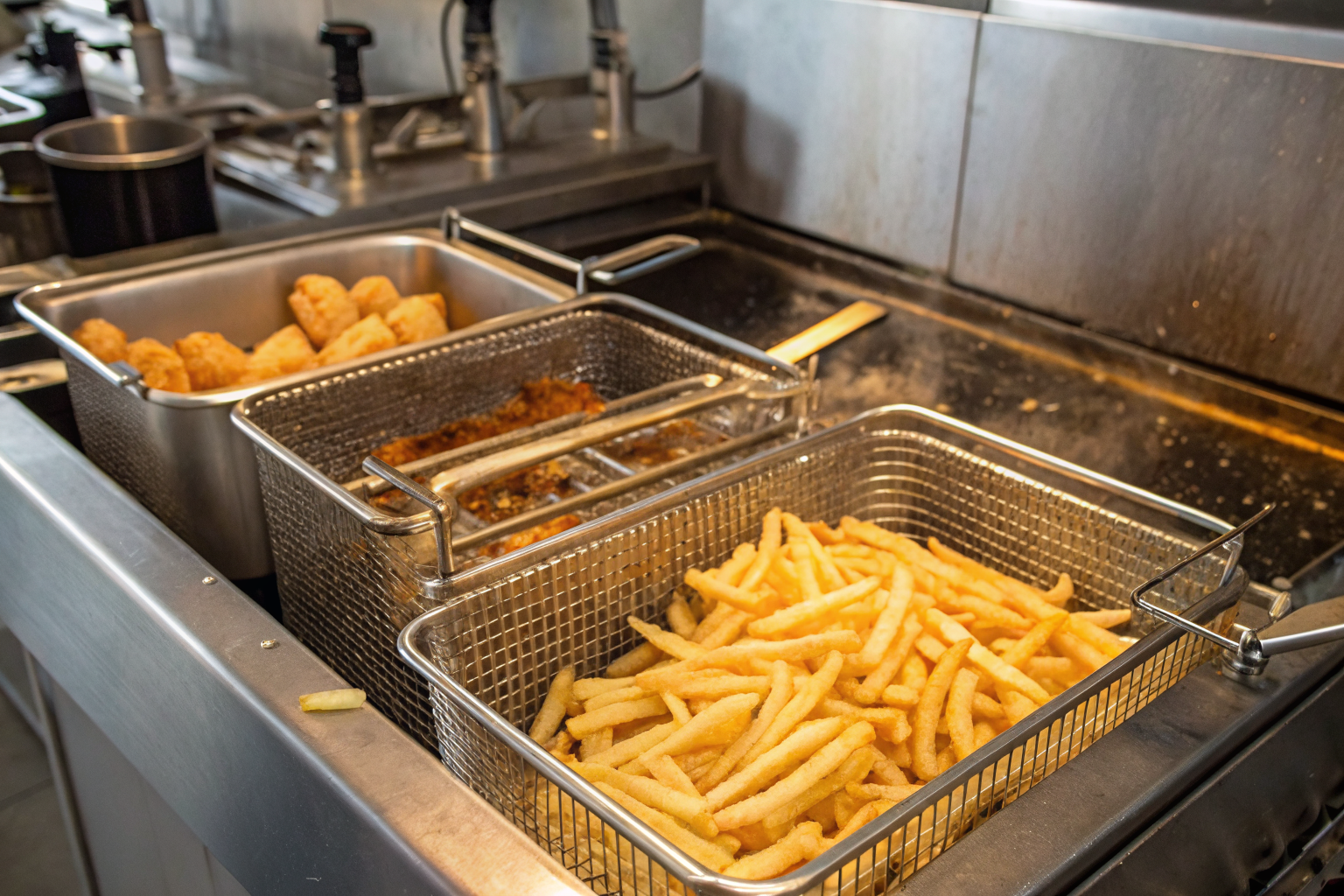 Fry shop with large grease interceptor systems visible.