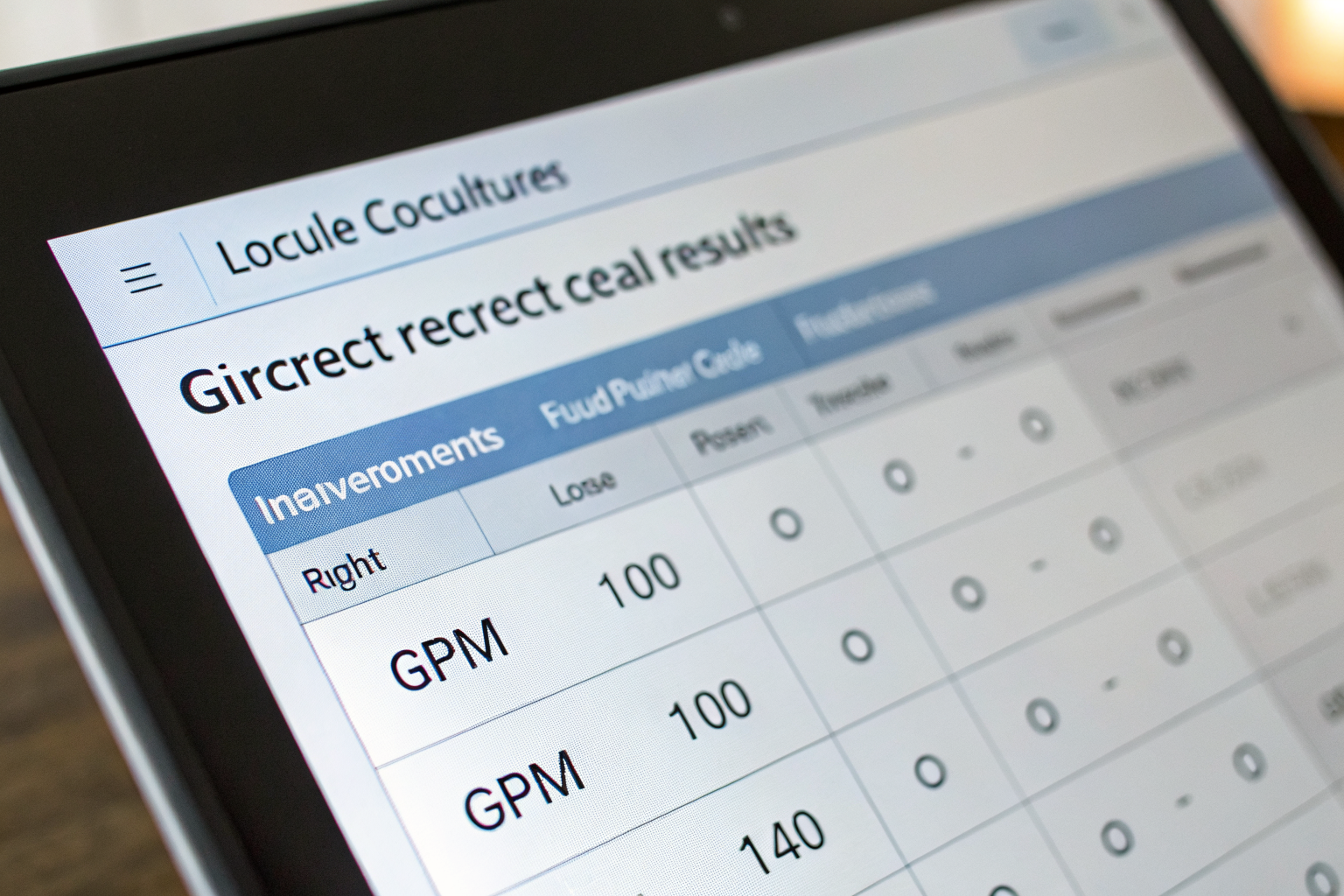 Online calculator showing incorrect GPM results with discrepancies.